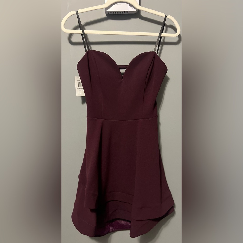 B Darlin Maroon Asymmetrical Cocktail Dress Size 13/14